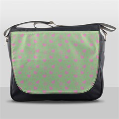 Hearts And Star Dot Green Messenger Bag by snowwhitegirl