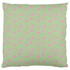 Hearts And Star Dot Green Large Cushion Case (one Side) by snowwhitegirl