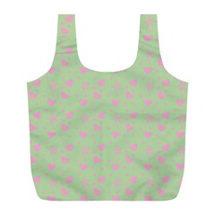 Hearts And Star Dot Green Full Print Recycle Bag (l) by snowwhitegirl