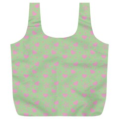 Hearts And Star Dot Green Full Print Recycle Bag (xl) by snowwhitegirl