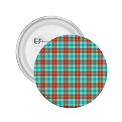 Aqua Orange Plaid 2 25  Buttons by snowwhitegirl