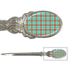 Aqua Orange Plaid Letter Opener by snowwhitegirl