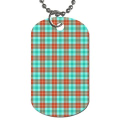 Aqua Orange Plaid Dog Tag (two Sides) by snowwhitegirl