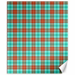 Aqua Orange Plaid Canvas 8  X 10  by snowwhitegirl