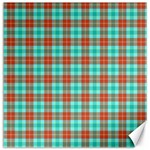 Aqua Orange Plaid Canvas 12  x 12   11.4 x11.56  Canvas - 1