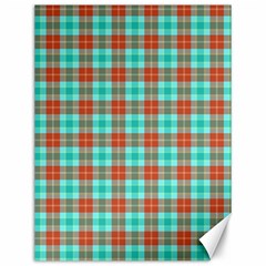 Aqua Orange Plaid Canvas 12  X 16   by snowwhitegirl