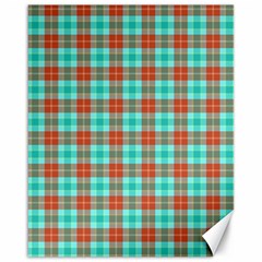 Aqua Orange Plaid Canvas 16  X 20   by snowwhitegirl