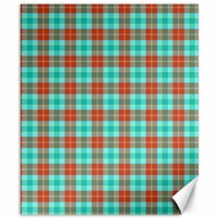 Aqua Orange Plaid Canvas 20  X 24   by snowwhitegirl