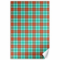 Aqua Orange Plaid Canvas 24  X 36  by snowwhitegirl