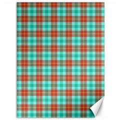 Aqua Orange Plaid Canvas 36  X 48   by snowwhitegirl