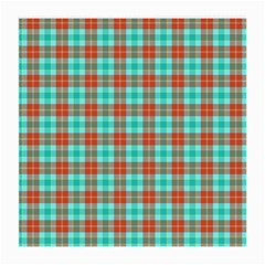 Aqua Orange Plaid Medium Glasses Cloth by snowwhitegirl