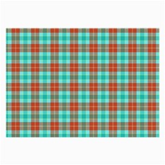 Aqua Orange Plaid Large Glasses Cloth by snowwhitegirl