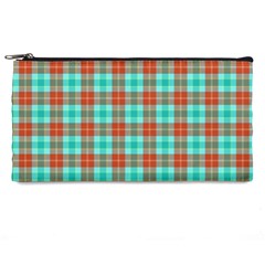 Aqua Orange Plaid Pencil Cases by snowwhitegirl