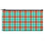 Aqua Orange Plaid Pencil Cases Front