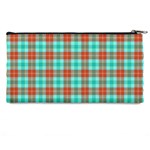 Aqua Orange Plaid Pencil Cases Back