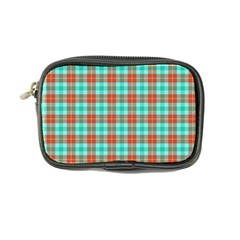 Aqua Orange Plaid Coin Purse by snowwhitegirl