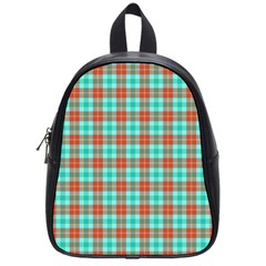 Aqua Orange Plaid School Bag (small) by snowwhitegirl