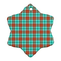 Aqua Orange Plaid Ornament (snowflake)