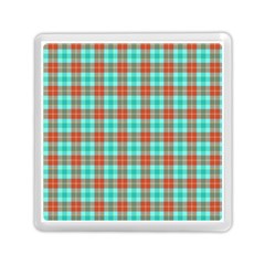 Aqua Orange Plaid Memory Card Reader (square) by snowwhitegirl