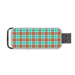 Aqua Orange Plaid Portable Usb Flash (two Sides) by snowwhitegirl