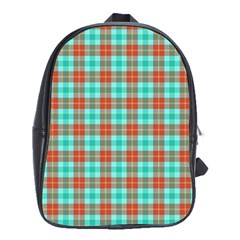 Aqua Orange Plaid School Bag (xl) by snowwhitegirl