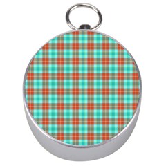 Aqua Orange Plaid Silver Compasses by snowwhitegirl