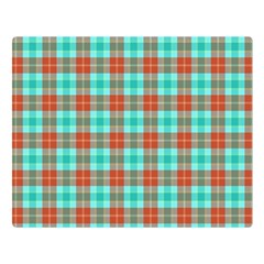 Aqua Orange Plaid Double Sided Flano Blanket (large)  by snowwhitegirl