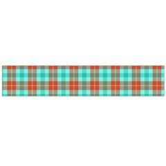 Aqua Orange Plaid Large Flano Scarf 