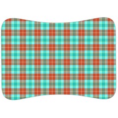 Aqua Orange Plaid Velour Seat Head Rest Cushion