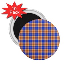 Orange Blue Plaid 2 25  Magnets (10 Pack)  by snowwhitegirl