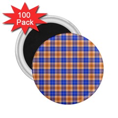 Orange Blue Plaid 2 25  Magnets (100 Pack) 