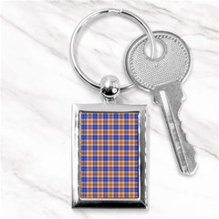 Orange Blue Plaid Key Chains (rectangle)  by snowwhitegirl