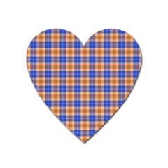 Orange Blue Plaid Heart Magnet by snowwhitegirl