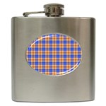 Orange Blue Plaid Hip Flask (6 oz) Front