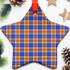 Orange Blue Plaid Star Ornament (two Sides)