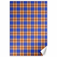 Orange Blue Plaid Canvas 12  X 18   by snowwhitegirl