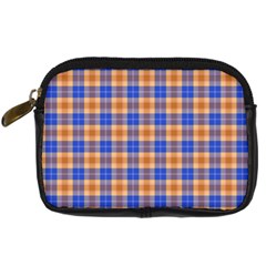 Orange Blue Plaid Digital Camera Leather Case by snowwhitegirl