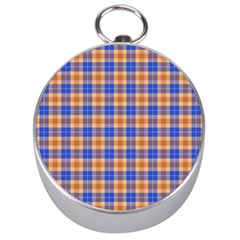 Orange Blue Plaid Silver Compasses by snowwhitegirl