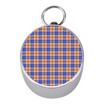 Orange Blue Plaid Mini Silver Compasses Front