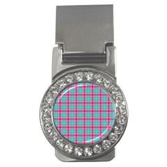 Blue Pink Plaid Money Clips (cz)  by snowwhitegirl