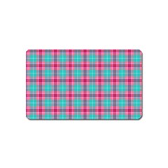 Blue Pink Plaid Magnet (name Card) by snowwhitegirl