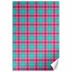 Blue Pink Plaid Canvas 24  X 36  by snowwhitegirl