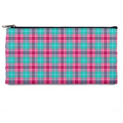 Blue Pink Plaid Pencil Cases