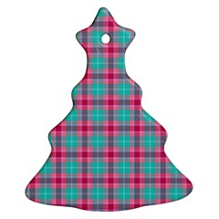 Blue Pink Plaid Christmas Tree Ornament (two Sides)