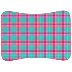 Blue Pink Plaid Velour Seat Head Rest Cushion