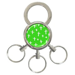 Green White Cross 3-ring Key Chains by snowwhitegirl