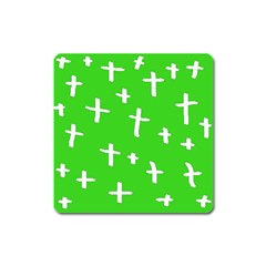 Green White Cross Square Magnet by snowwhitegirl