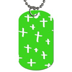 Green White Cross Dog Tag (one Side) by snowwhitegirl