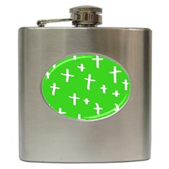 Green White Cross Hip Flask (6 Oz) by snowwhitegirl