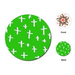 Green White Cross Playing Cards (round)  by snowwhitegirl